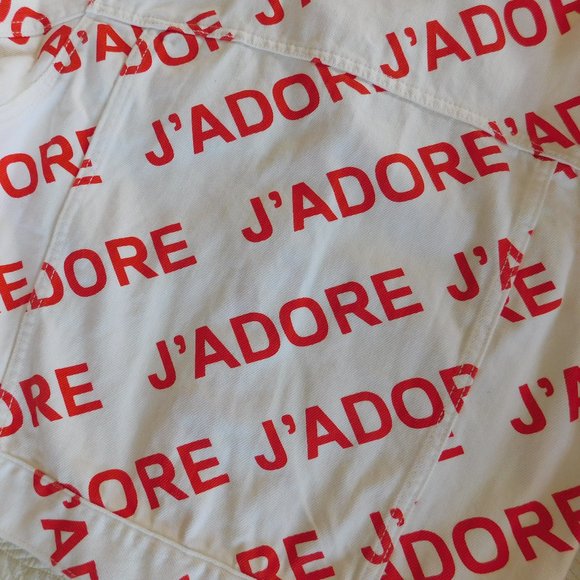 NWT Forever 21 J Adore white cotton denim cropped jean I love letter jacket F21 - Picture 12 of 16